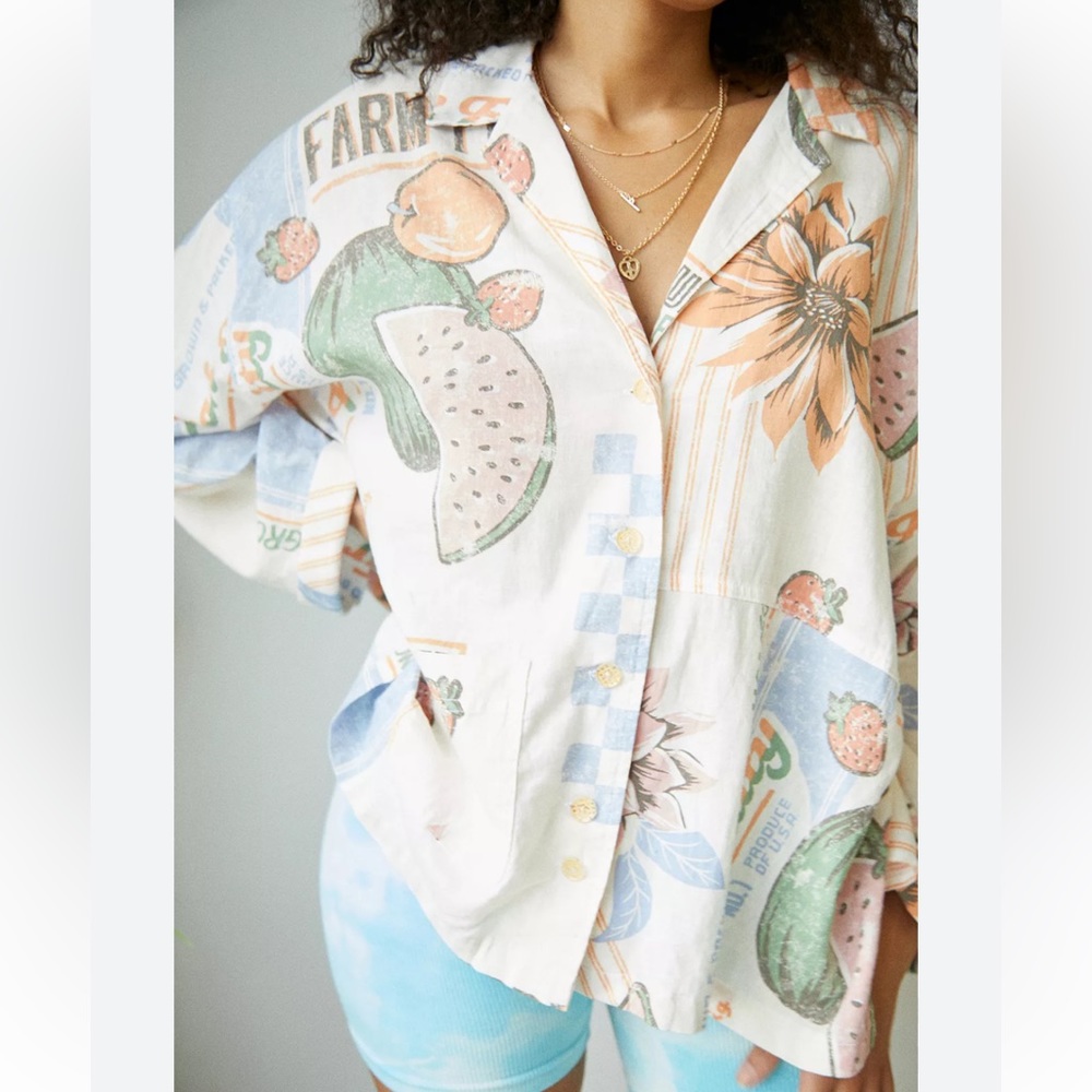 Urban Outfitters BDG Austin Feedsack Button-
Through Shirt